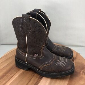 Justin Womens Gypsy Mandra Square Toe Western Cowboy Boots Brown Floral Size 7 B